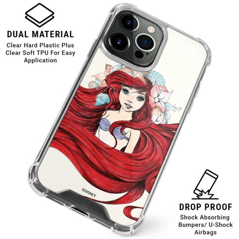 Disney The Little Mermaid Ariel Illustration iPhone 16 Pro Clear Case